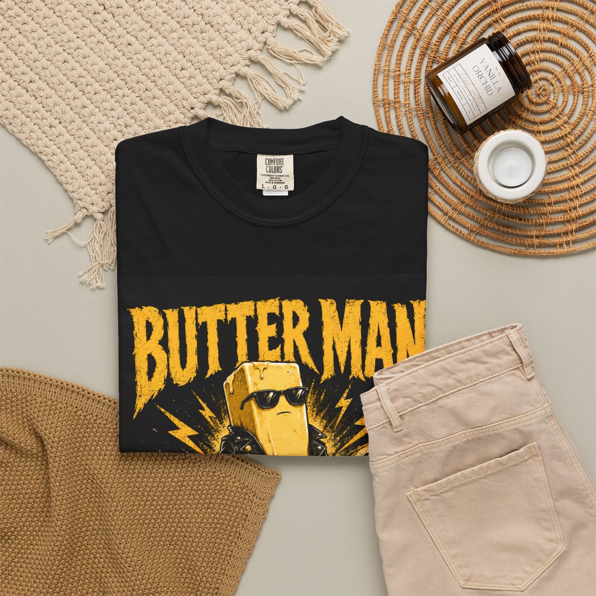 Butter Man Graphic T-Shirt — "Can't Find a Butter Man" Retro Novelty Tee